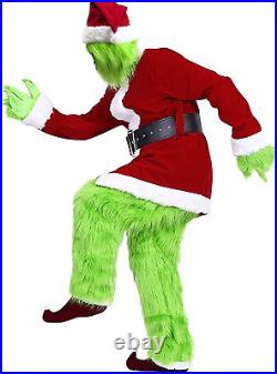 XXL Size Christmas Green Grinch Costume-9PCS Deluxe Suit with Mask
