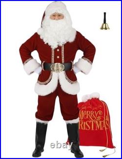 Yeenuo Santa Claus Costume for Men 11PCS Deluxe Adult Christmas 3X-Large, Red