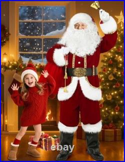 Yeenuo Santa Claus Costume for Men 11PCS Deluxe Adult Christmas 3X-Large, Red