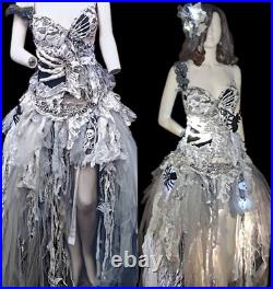 Zombie bride, dead bride, ghost, handmade, corset, skirt, LED light costume