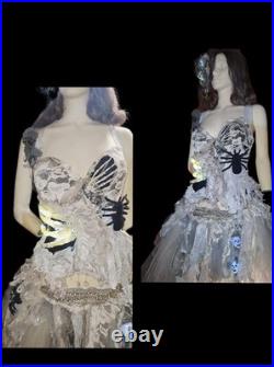 Zombie bride, dead bride, ghost, handmade, corset, skirt, LED light costume