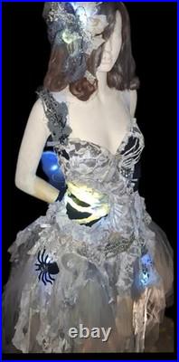 Zombie bride, dead bride, ghost, handmade, corset, skirt, LED light costume