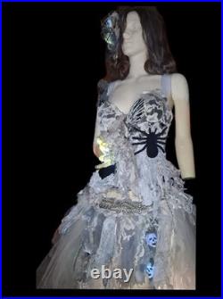 Zombie bride, dead bride, ghost, handmade, corset, skirt, LED light costume